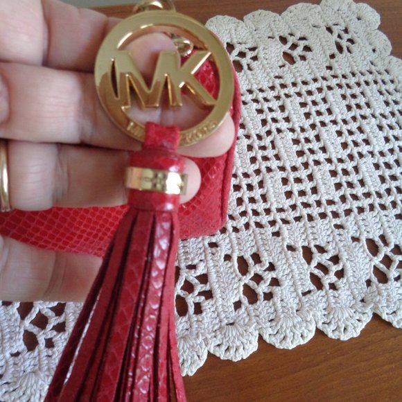 Michael Kors Clutch Evening Bag Cosmetic Case Make Up Pouch Red Snakeskin Look - Picture 6 of 12